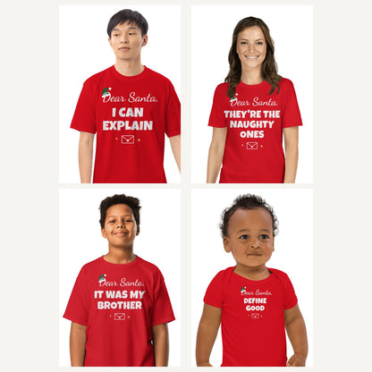 Dear Santa Funny Family Christmas Shirts in Red, family set