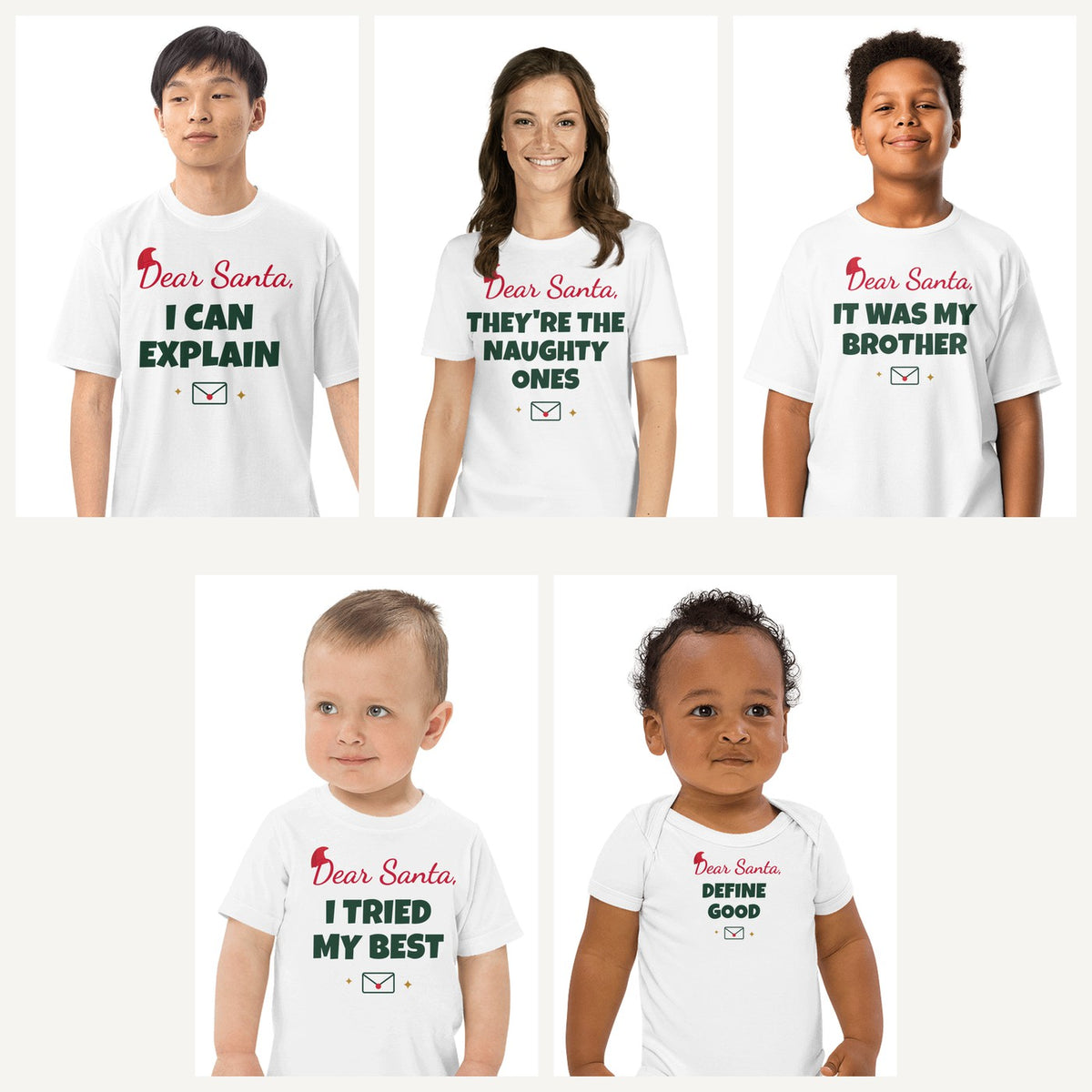 Dear Santa Funny Family Christmas Shirts in White, family set