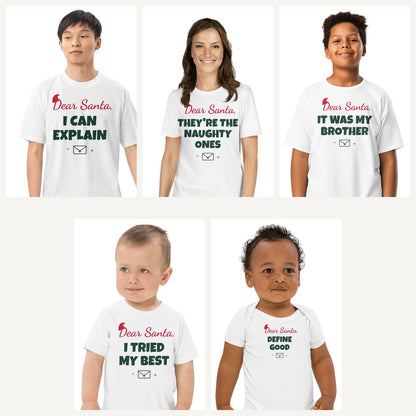 Dear Santa Funny Family Christmas Shirts in White, family set