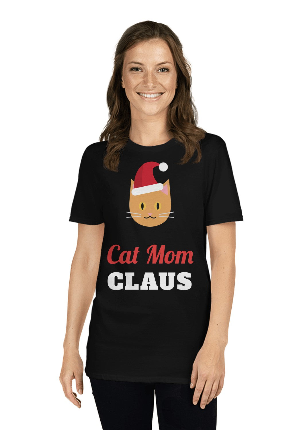 Cat Mom Claus t-shirt in Black