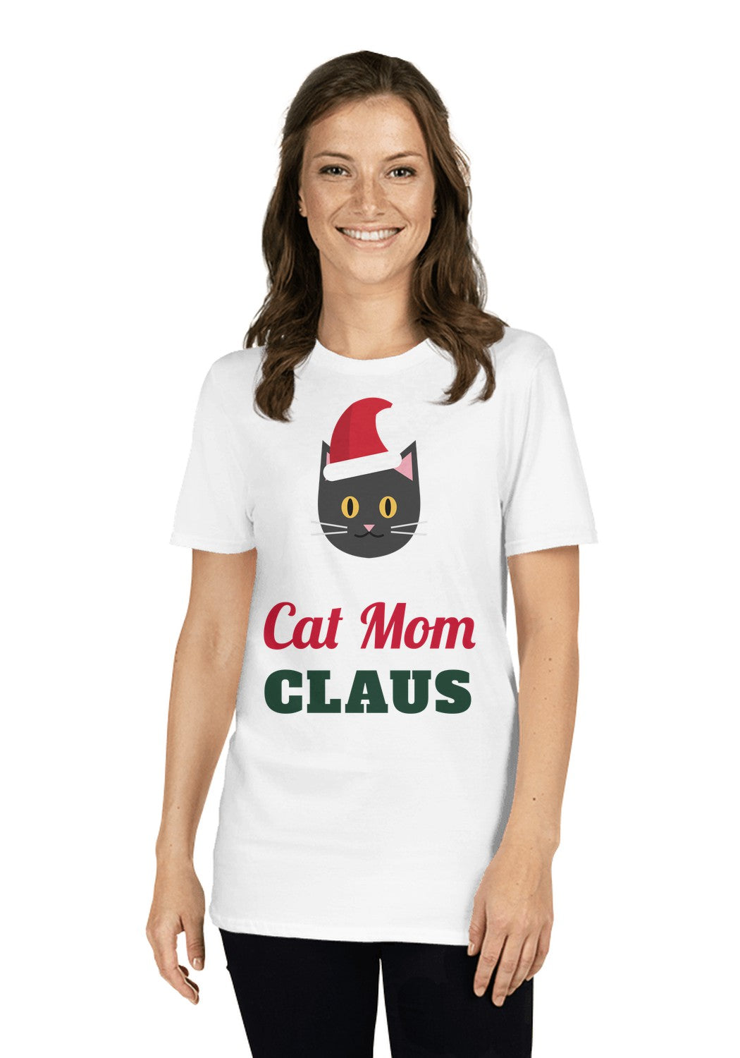 Cat Mom Claus t-shirt in White