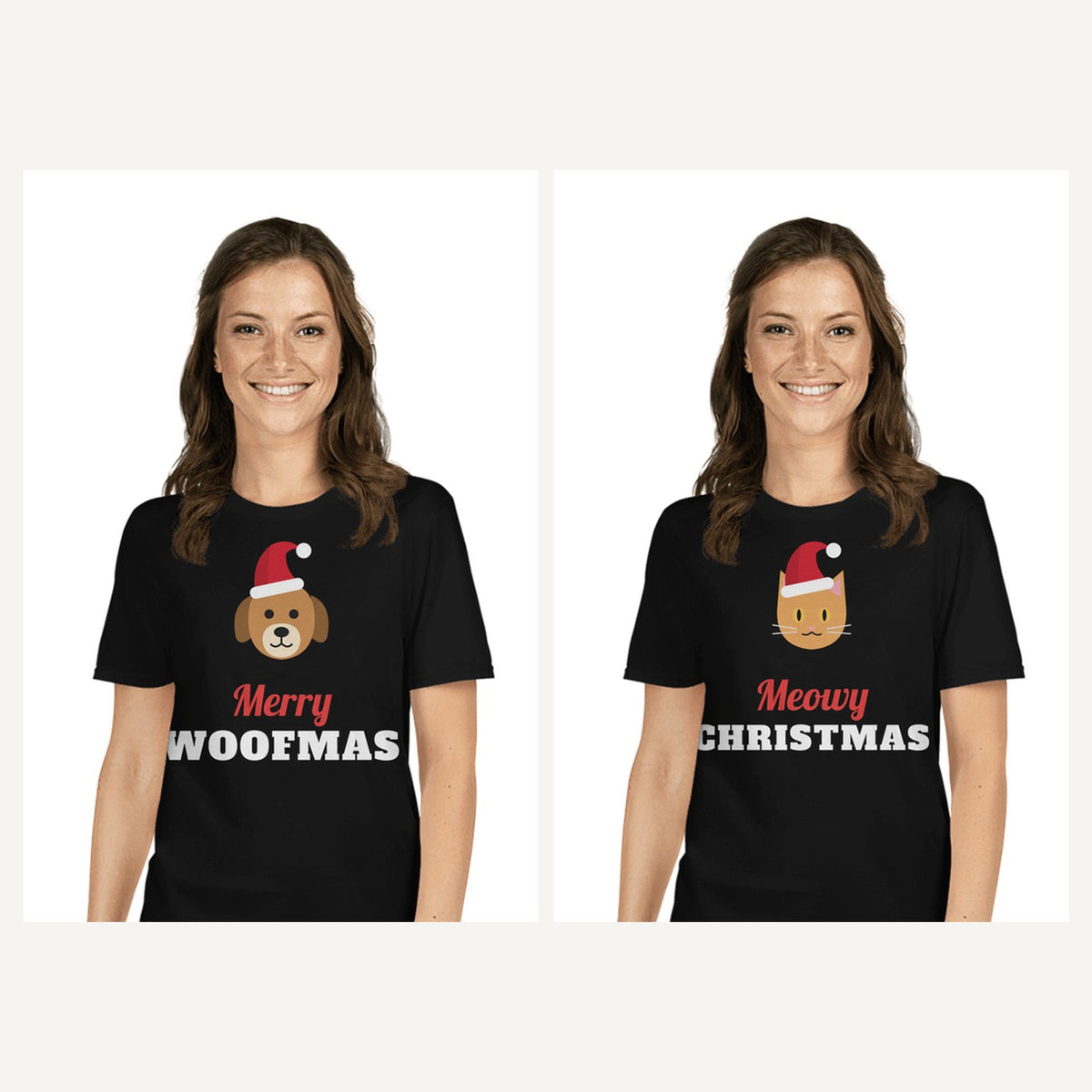Dog and Cat Lover Christmas Shirts in Black, matching set
