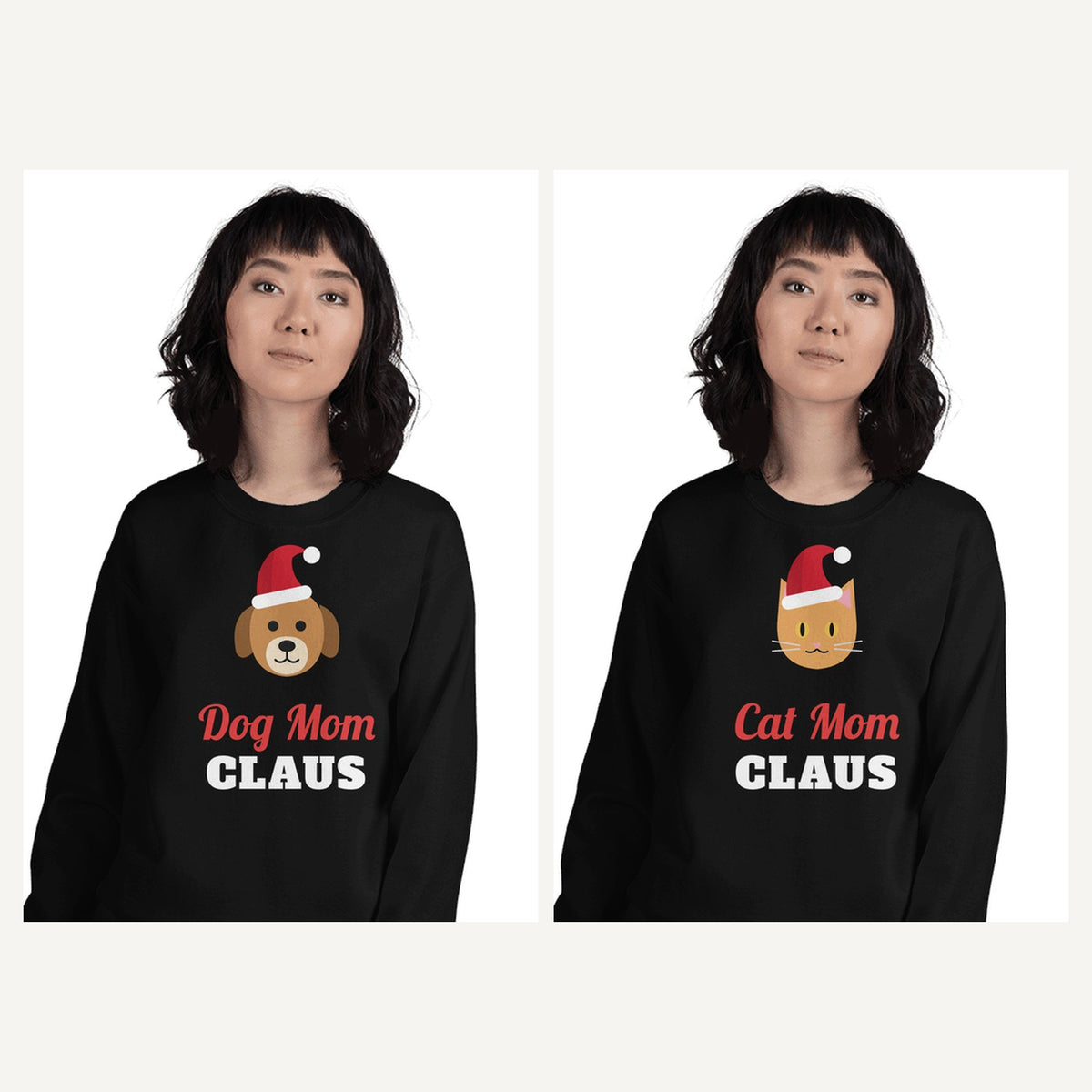 Dog and Cat Lover Christmas Sweatshirts in Black, matching set