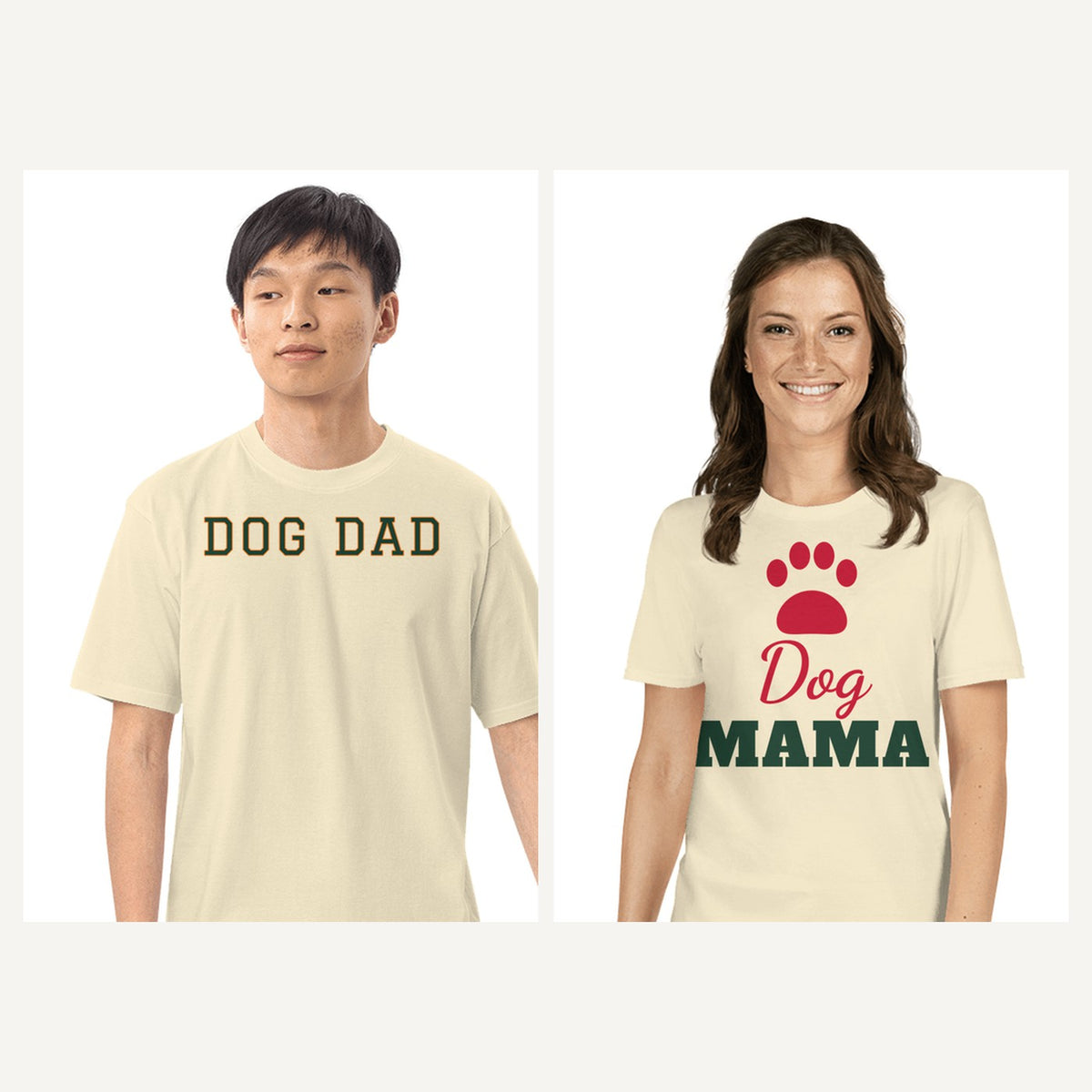 Dog and Cat Parent Shirts in Natural, matching set