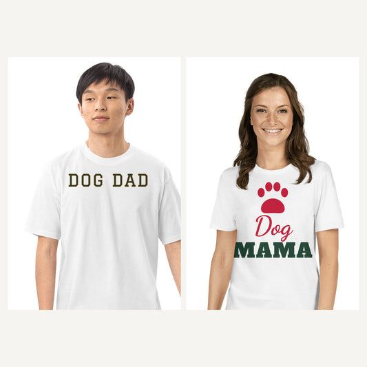 Dog and Cat Parent Shirts in White, matching set