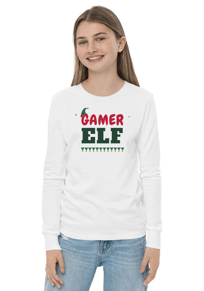 Gamer Elf long sleeve pajama tee in White