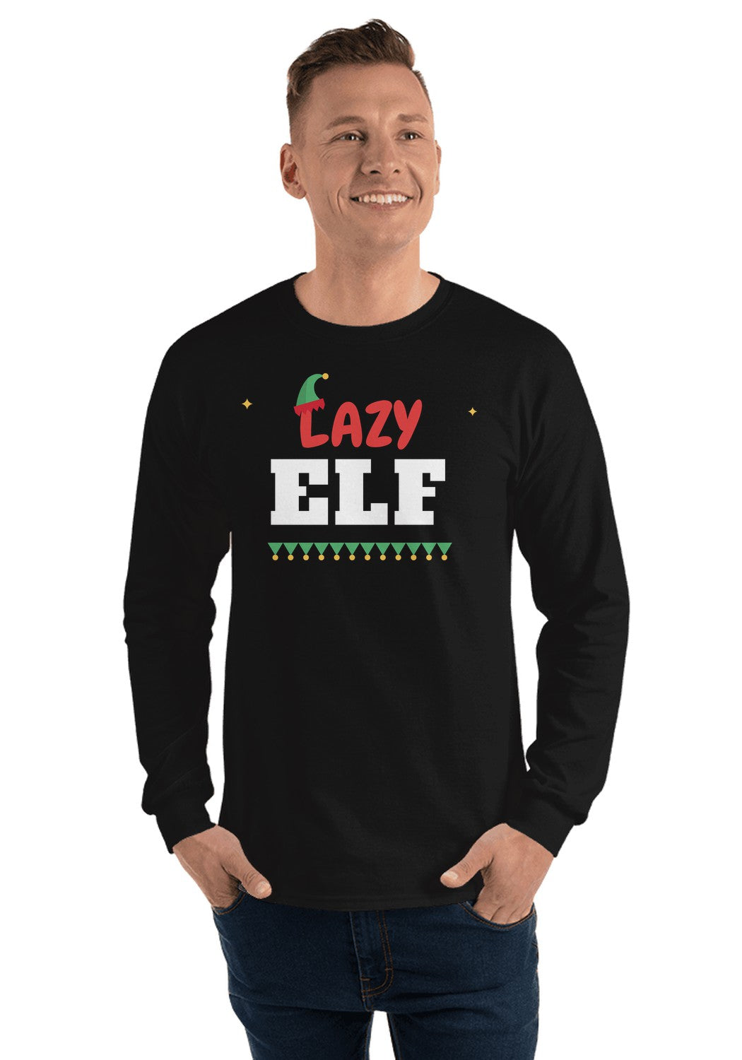 Lazy Elf long sleeve pajama tee in Black