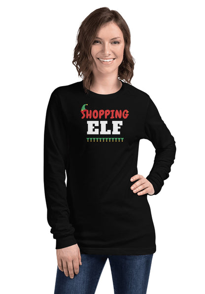 Shopping Elf long sleeve pajama tee in Black