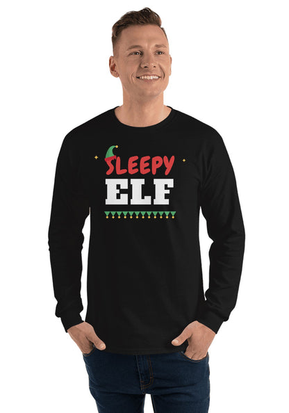Sleepy Elf long sleeve pajama tee in Black