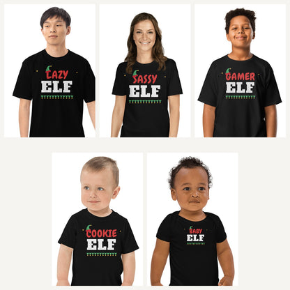 Elf Family Matching Christmas Shirts in Black, family set