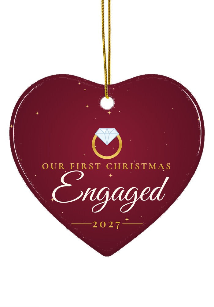 Our First Christmas Engaged ornament, 2027, heart shape