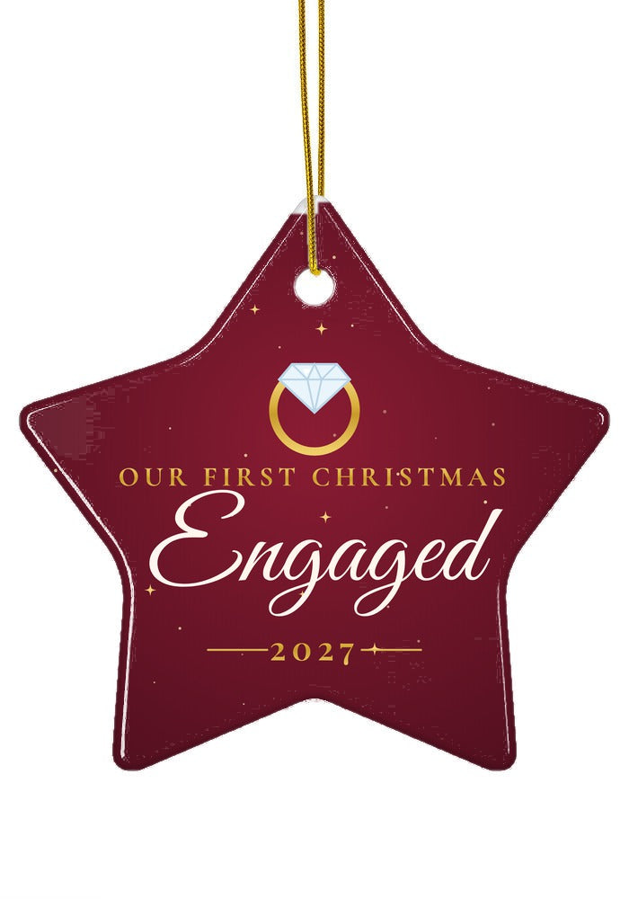 Our First Christmas Engaged ornament, 2027, star shape