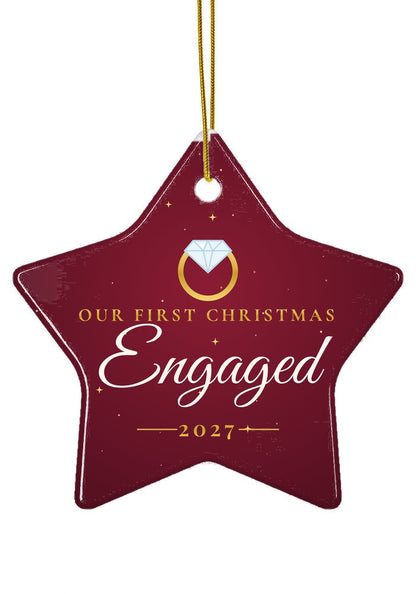 Our First Christmas Engaged ornament, 2027, star shape