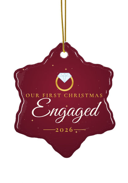 Our First Christmas Engaged ornament, 2026, snowflake shape