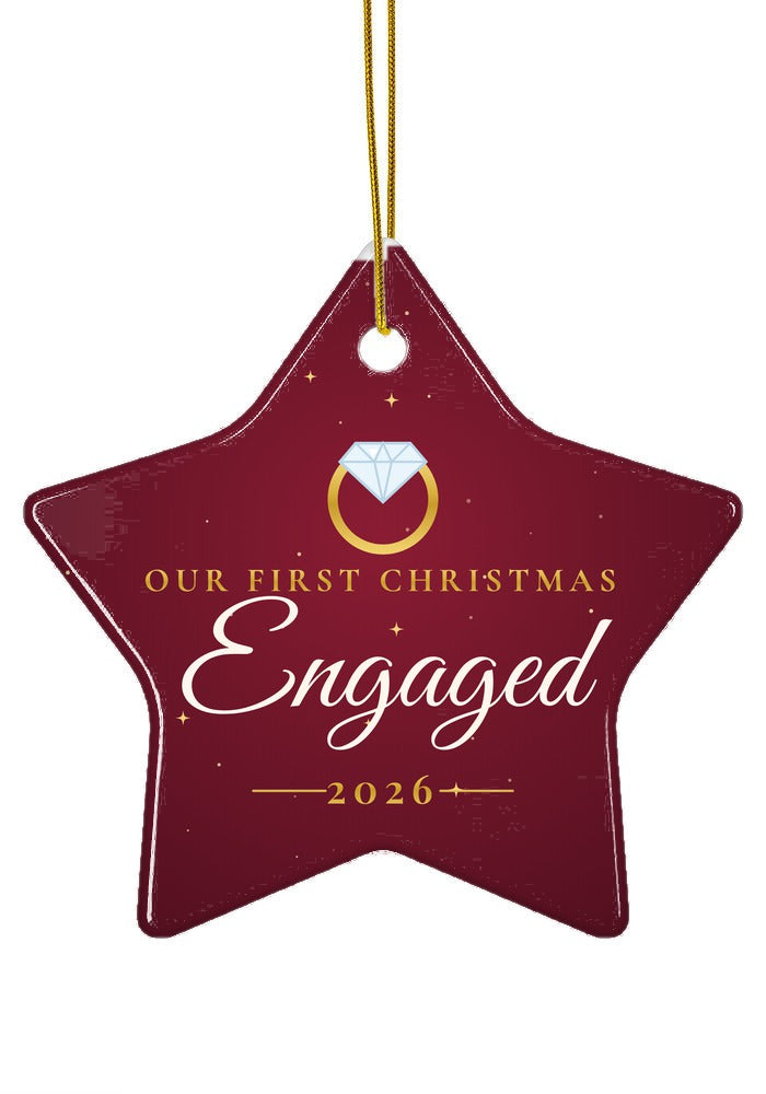 Our First Christmas Engaged ornament, 2026, star shape