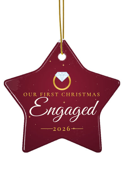 Our First Christmas Engaged ornament, 2026, star shape