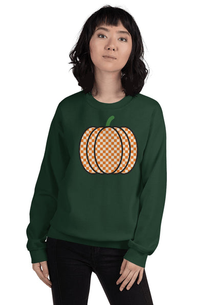 Checkered Pumpkin sweatshirt in Forest Green