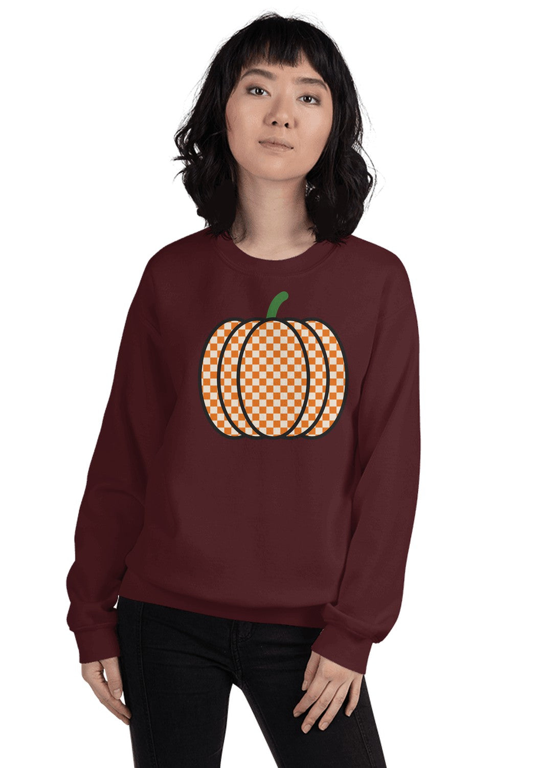 Checkered Pumpkin sweatshirt in Maroon