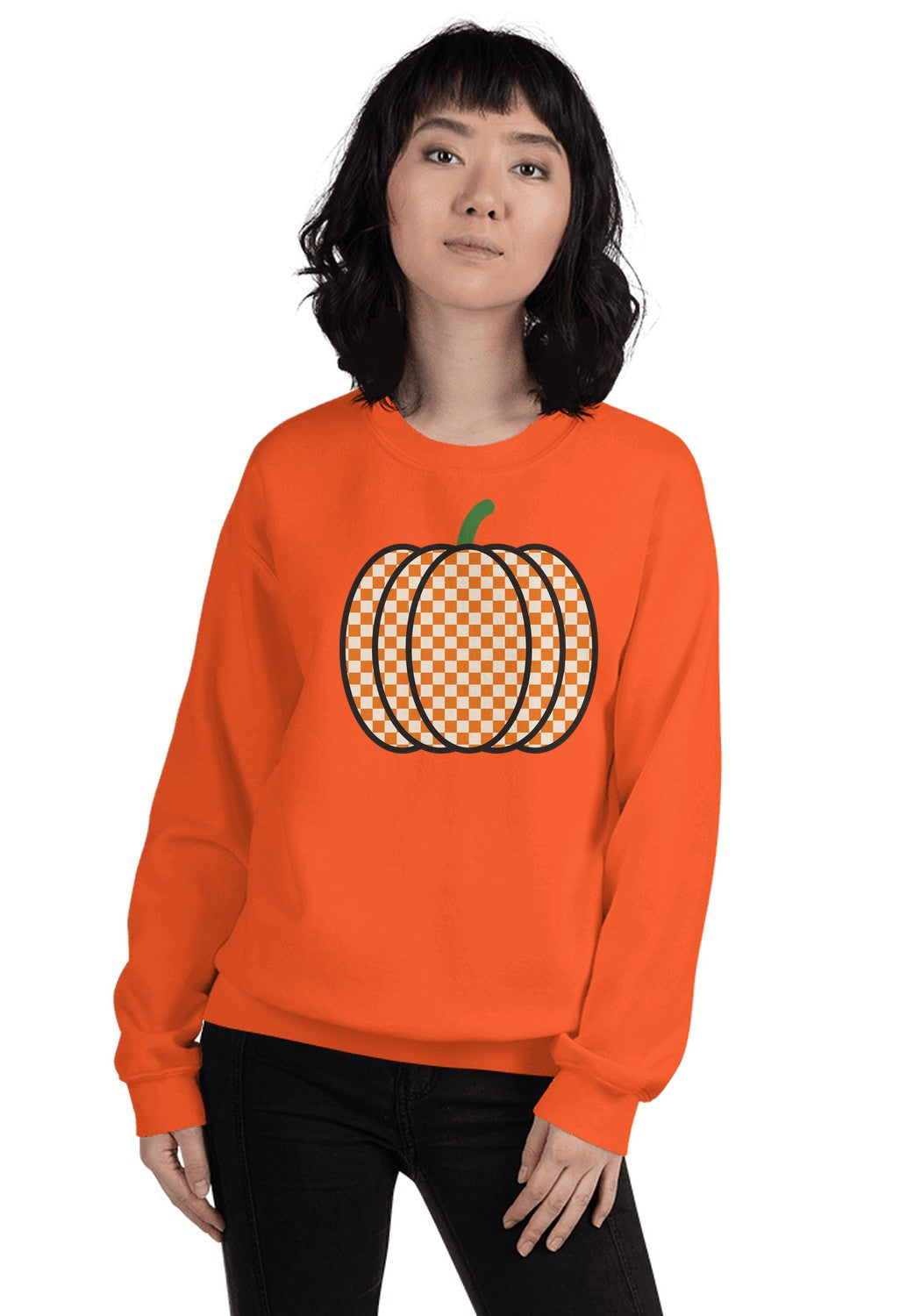Checkered Pumpkin sweatshirt in Orange