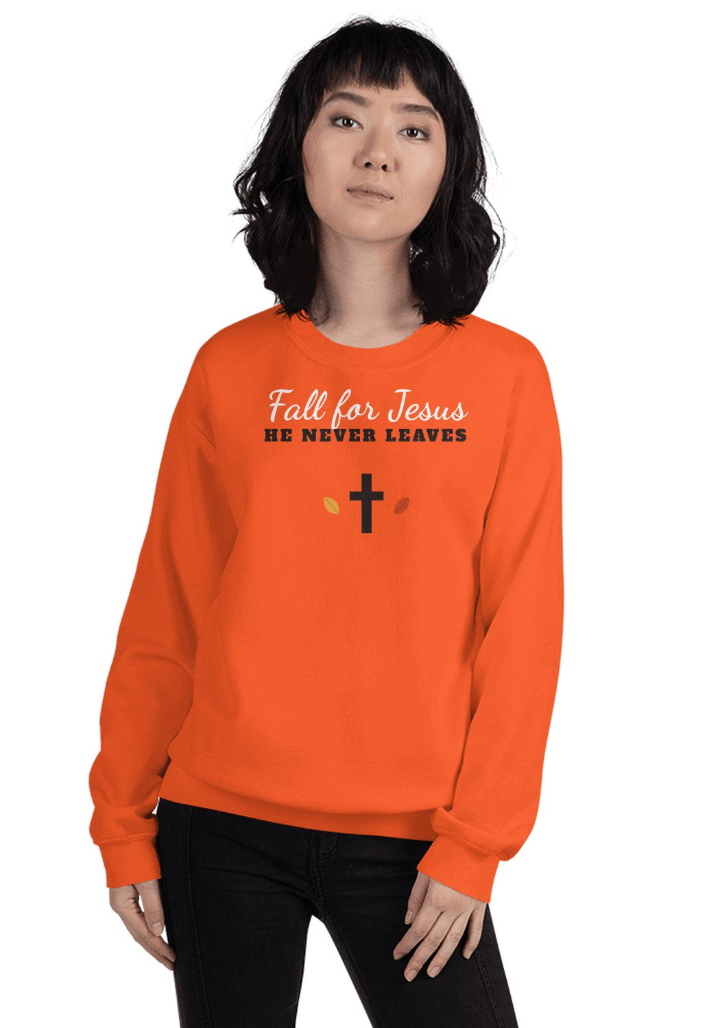 Fall for Jesus sweatshirt in Orange