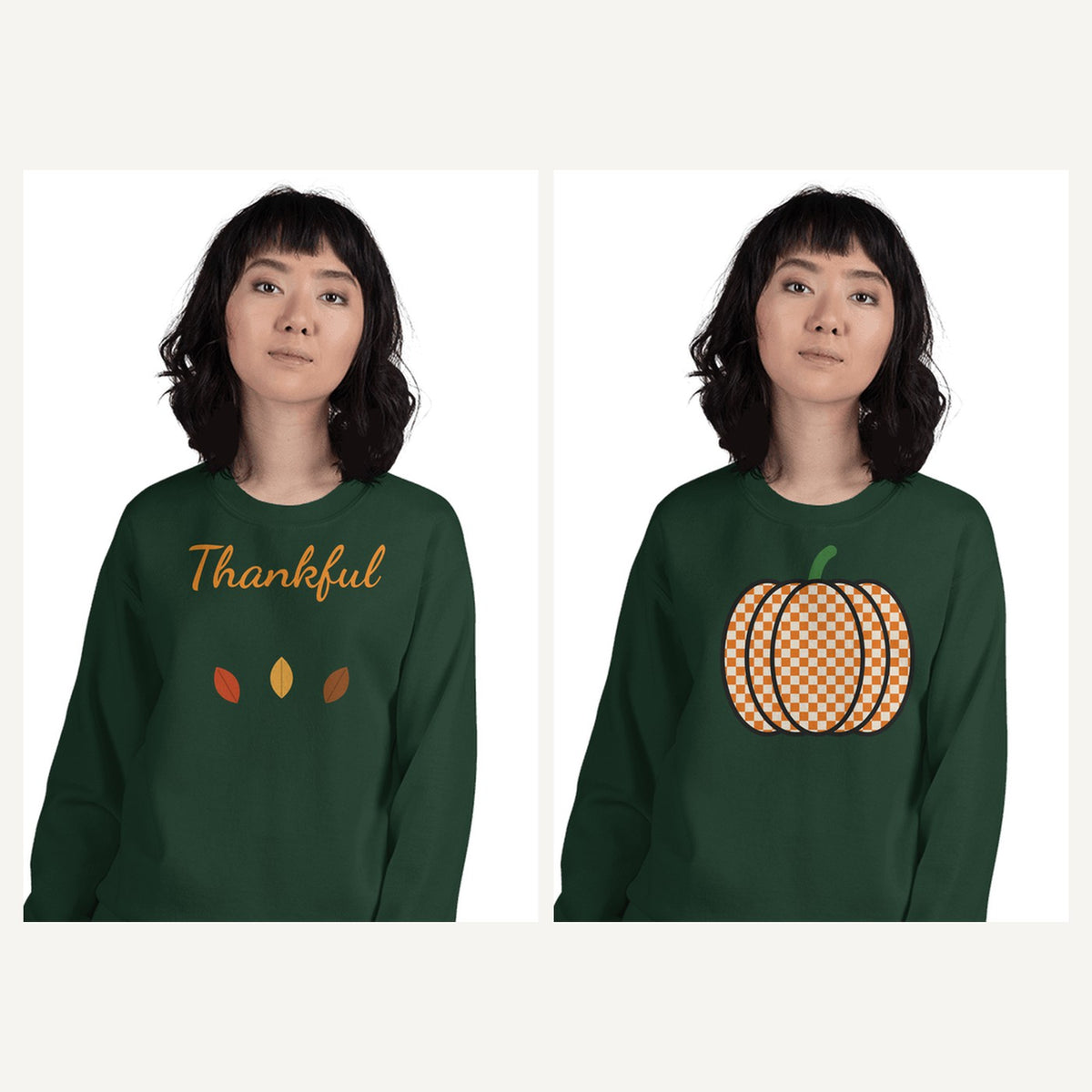 Fall Sweatshirts for Women in Forest Green, matching set