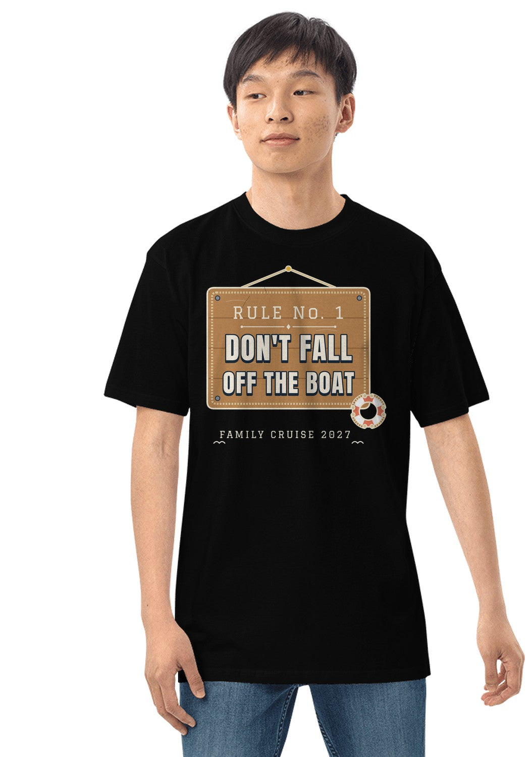 Rule No. 1: Don't Fall Off the Boat t-shirt in Black