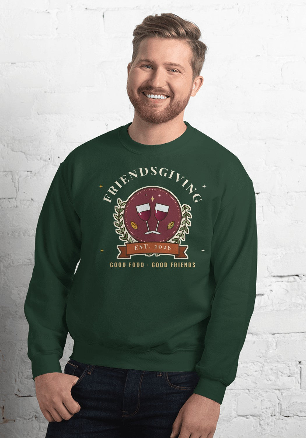 Friendsgiving 2026 Crest sweatshirt in Forest Green