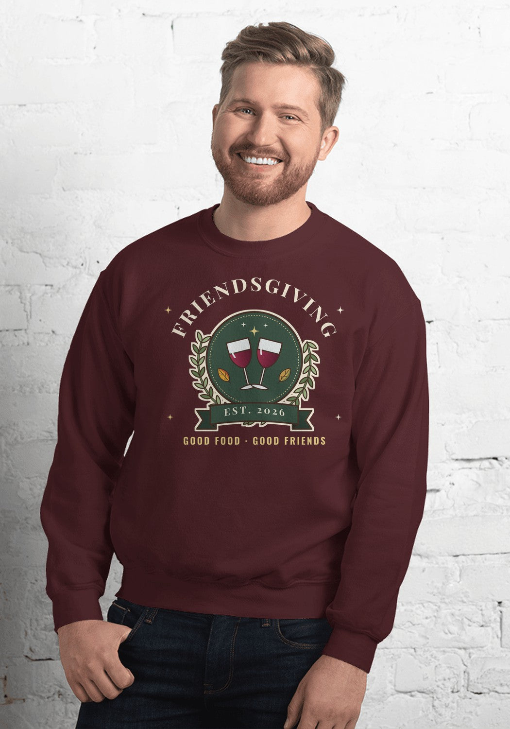 Friendsgiving 2026 Crest sweatshirt in Maroon