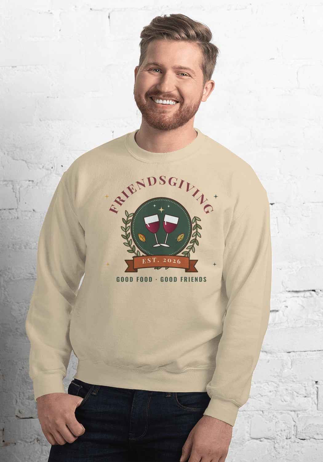 Friendsgiving 2026 Crest sweatshirt in Sand