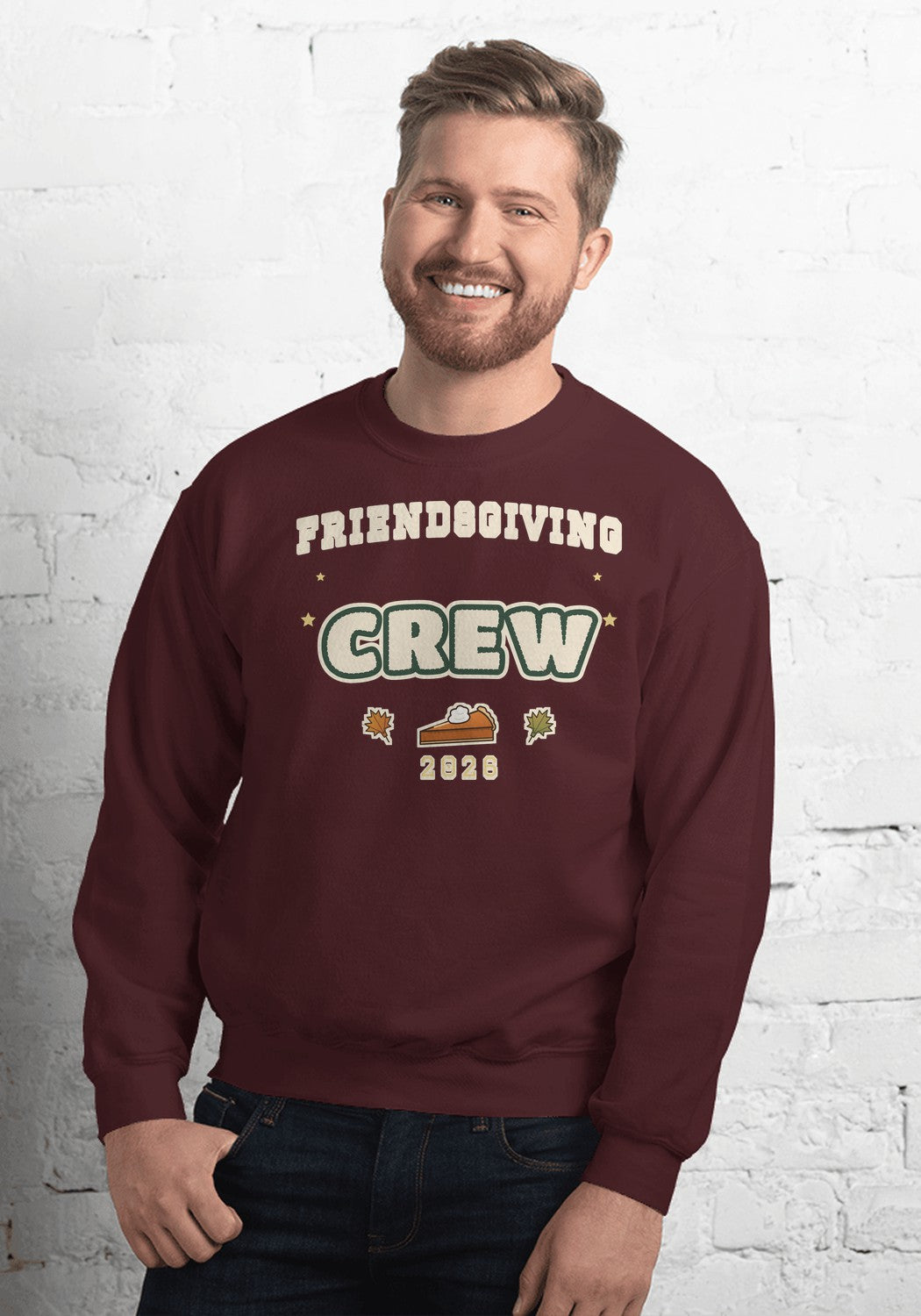 Friendsgiving Crew sweatshirt in Maroon