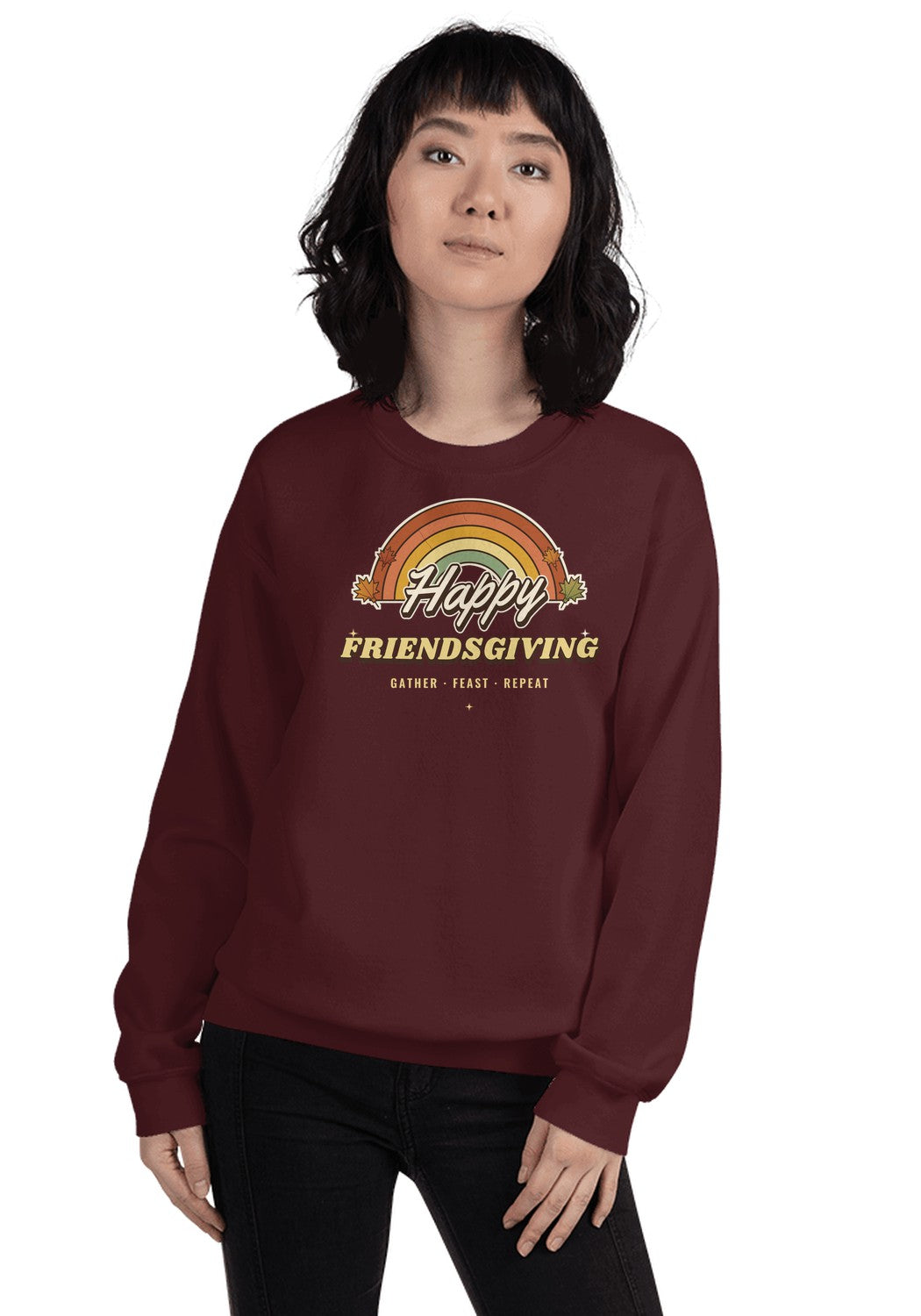 Happy Friendsgiving sweatshirt in Maroon