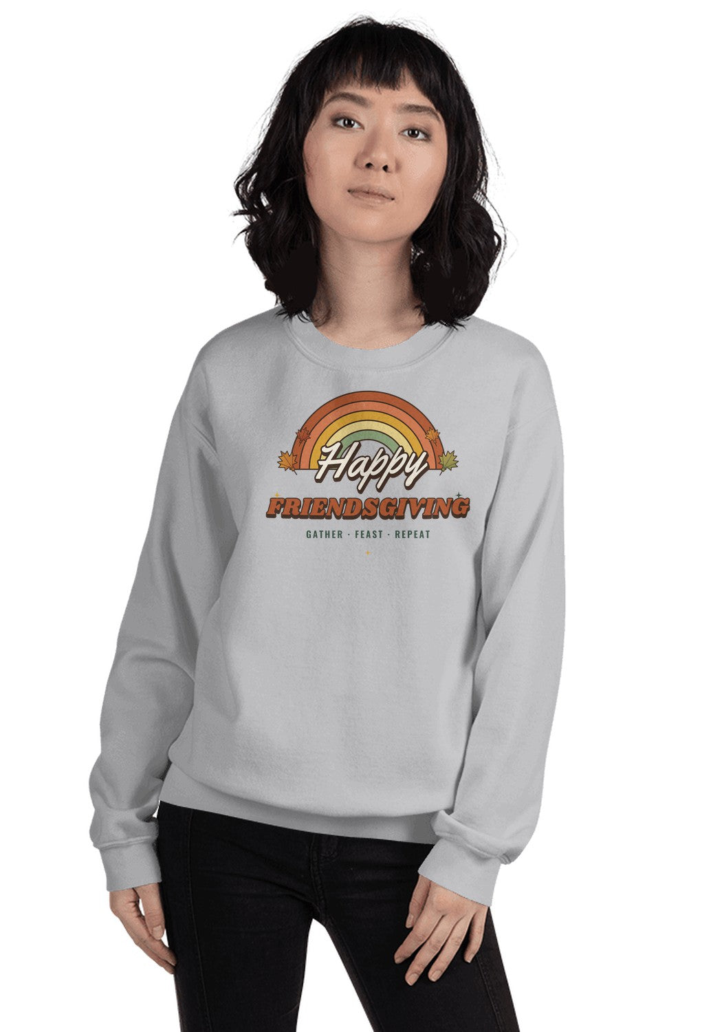Happy Friendsgiving sweatshirt in Sport Grey