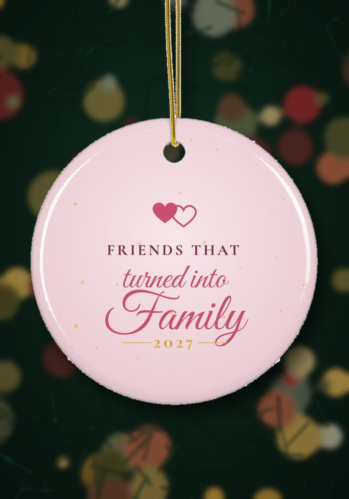 Friendship Christmas ornament hanging on a Christmas tree