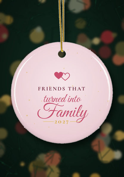 Friendship Christmas ornament hanging on a Christmas tree