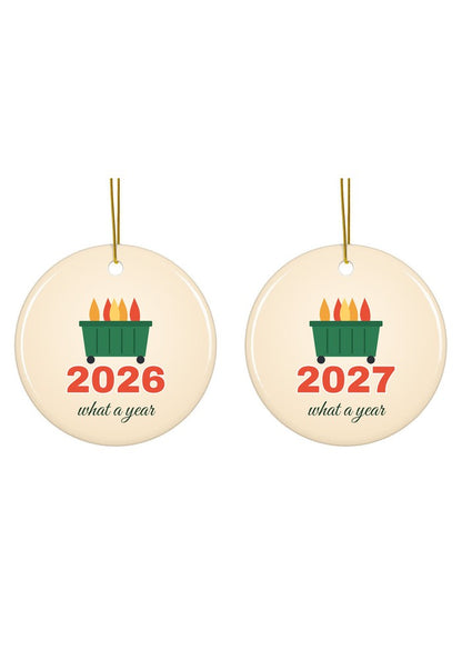 Funny Christmas ornament dated 2026 or 2027