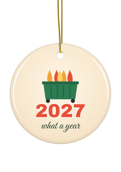 Dumpster Fire Year ornament, circle shape