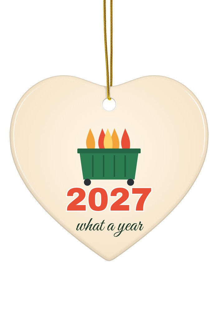 Dumpster Fire Year ornament, heart shape