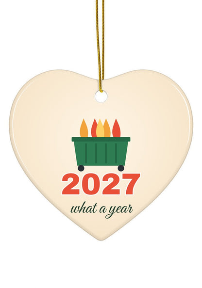 Dumpster Fire Year ornament, heart shape