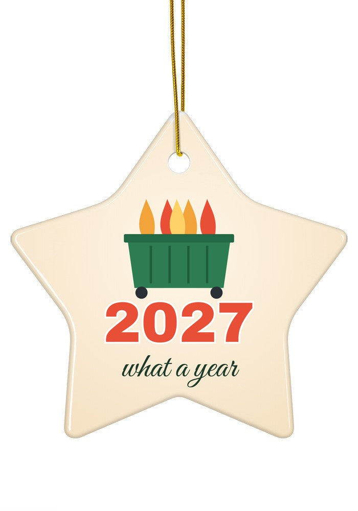 Dumpster Fire Year ornament, star shape