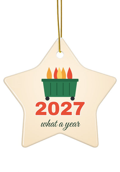 Dumpster Fire Year ornament, star shape