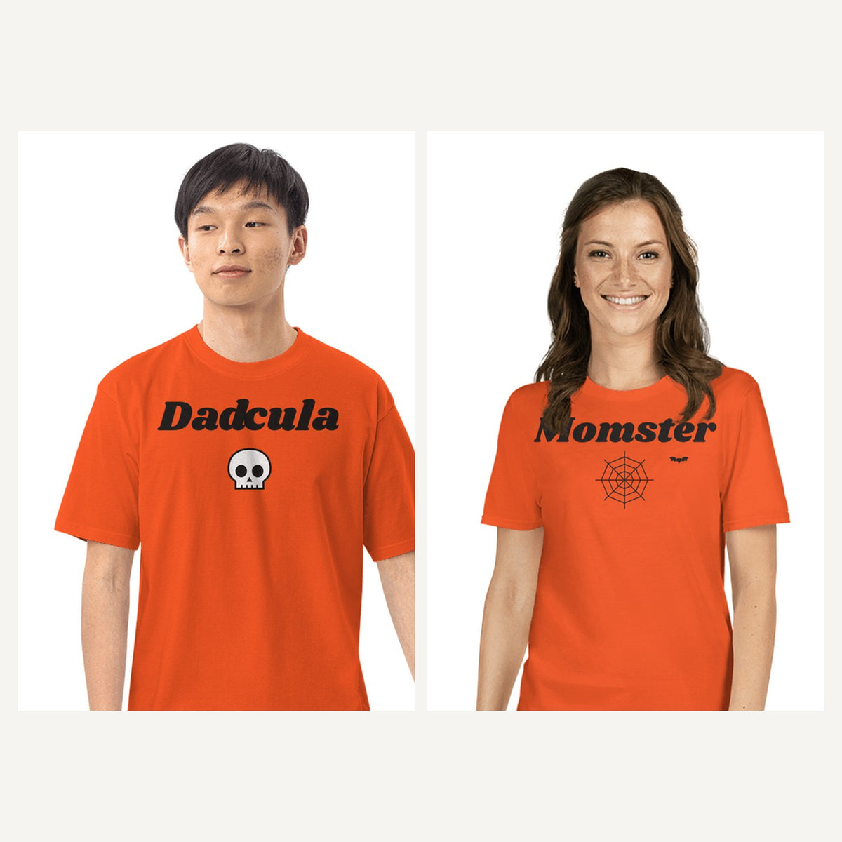Funny Halloween Shirts for Adults in Orange, matching set