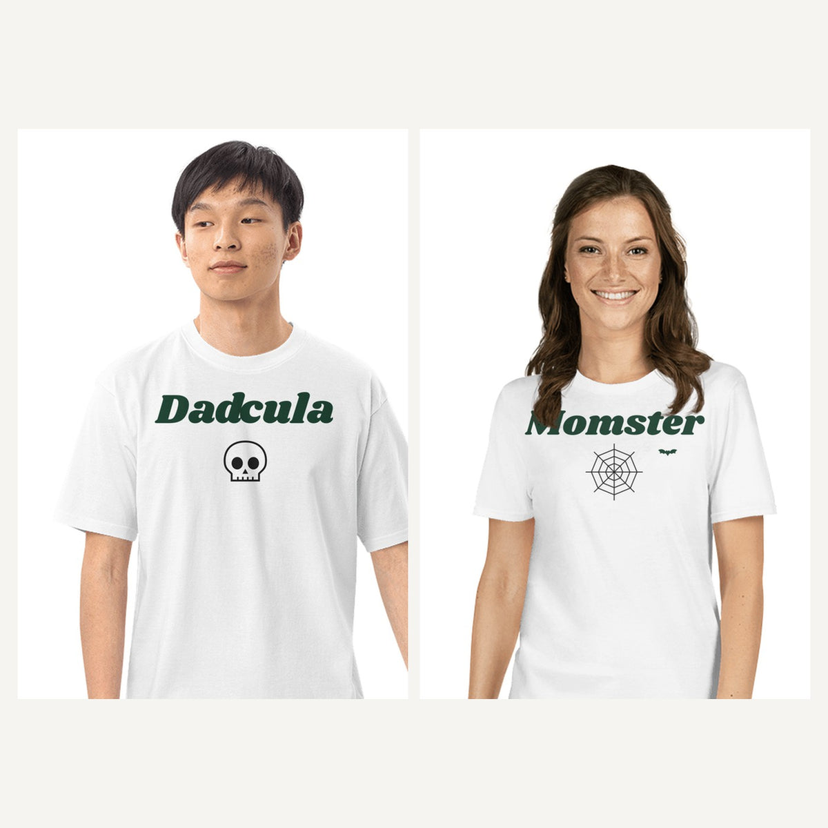 Funny Halloween Shirts for Adults in White, matching set