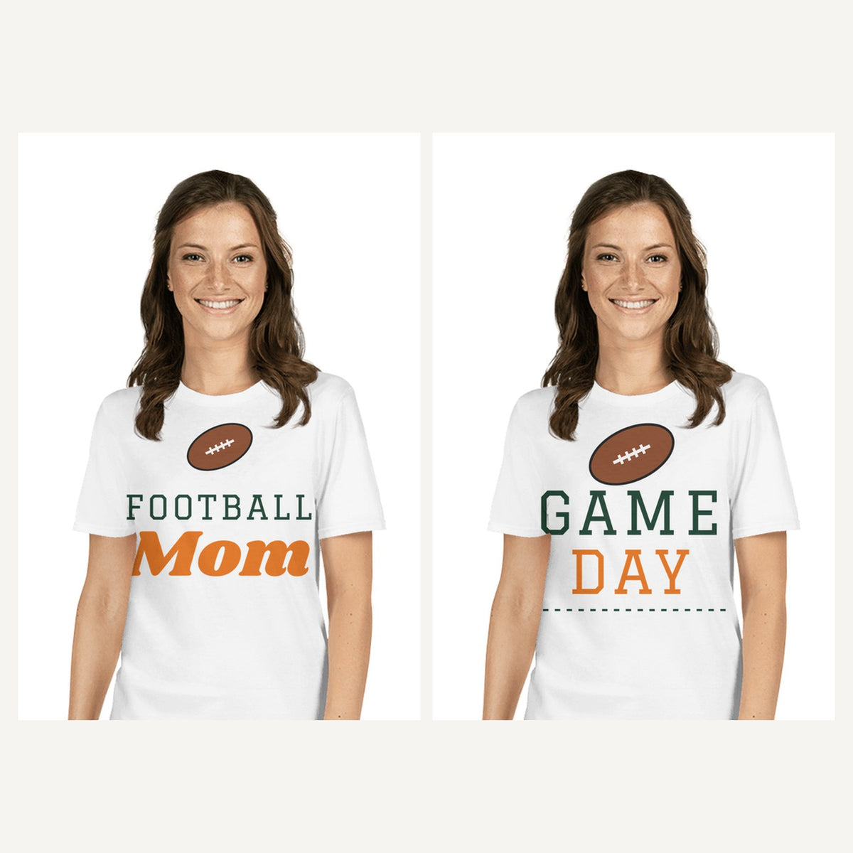 Game Day and Sports Mom Shirts in White, matching set