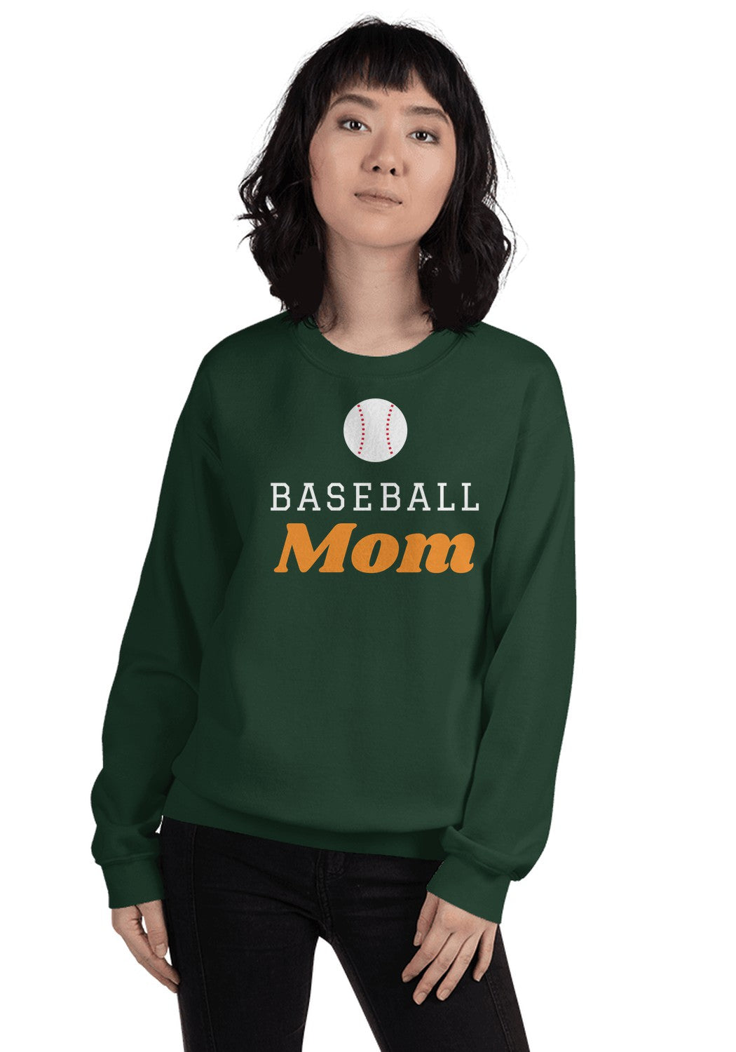 Baseball Mom sweatshirt in Forest Green