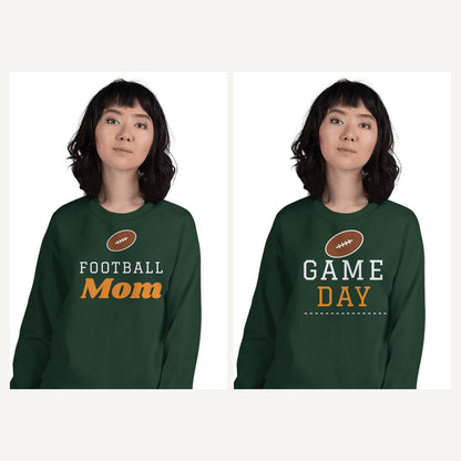 Game Day and Sports Mom Sweatshirts in Forest Green, matching set