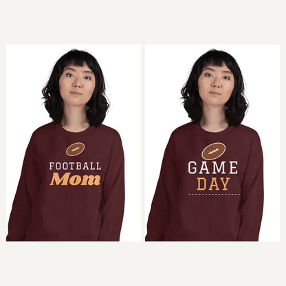 Game Day and Sports Mom Sweatshirts in Maroon, matching set