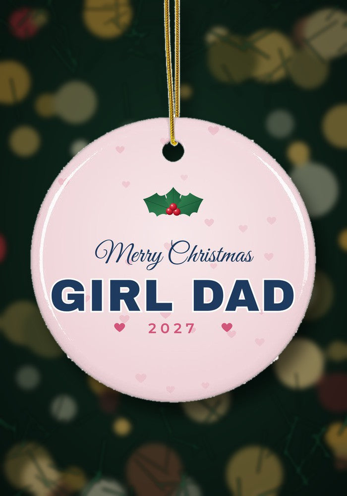 Girl Dad Christmas ornament hanging on a Christmas tree