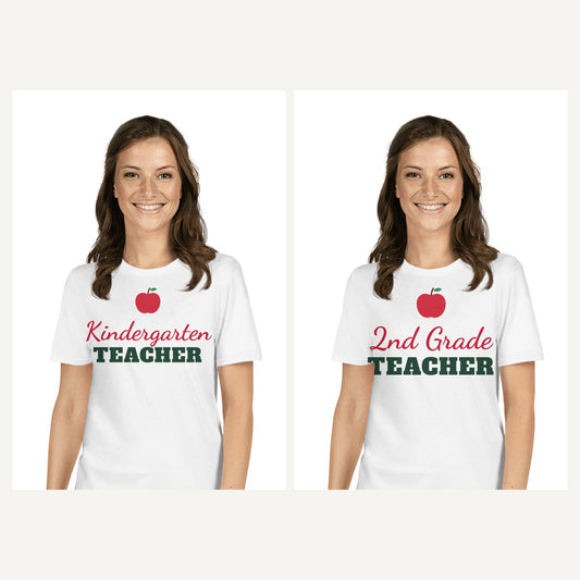 Grade Level Teacher Shirts in White, matching set
