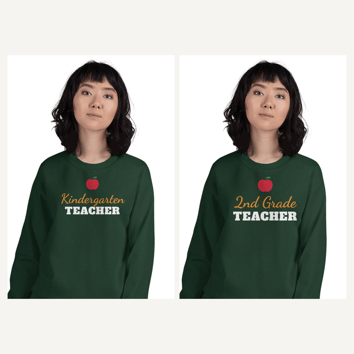 Grade Level Teacher Sweatshirts in Forest Green, matching set