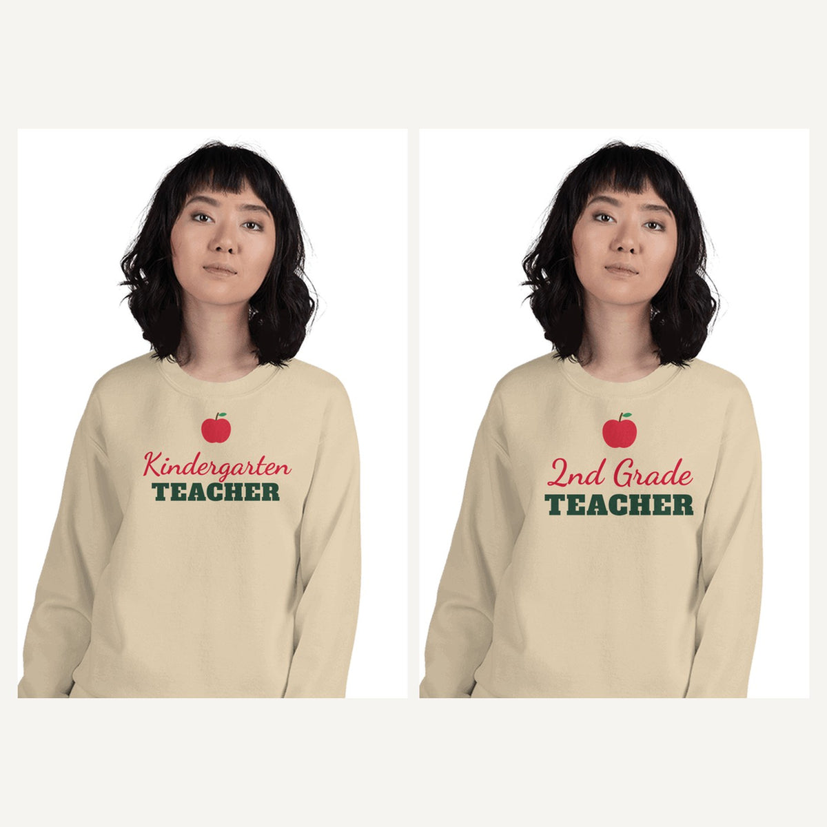 Grade Level Teacher Sweatshirts in Sand, matching set
